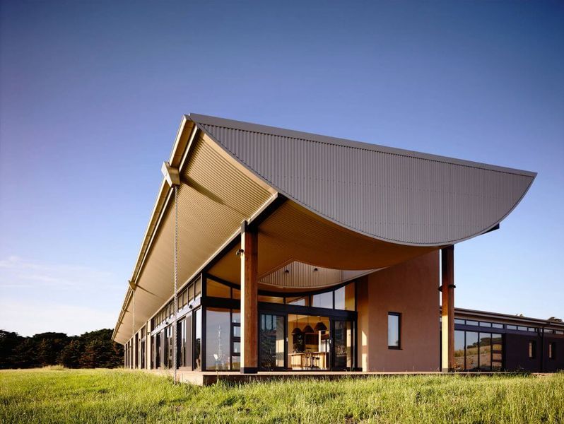 Baie Vitrée Entrée & Toit En Arc De Cercle - Flinders-House Par Peter Schaad Design, Australie