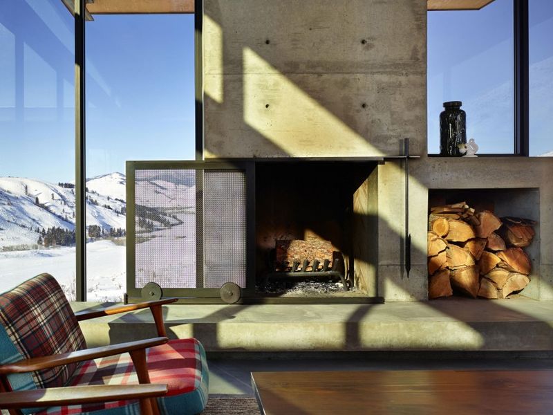 Cheminée Salon - Studhorse Par Olson Kundig - Washington, Etats-Unis