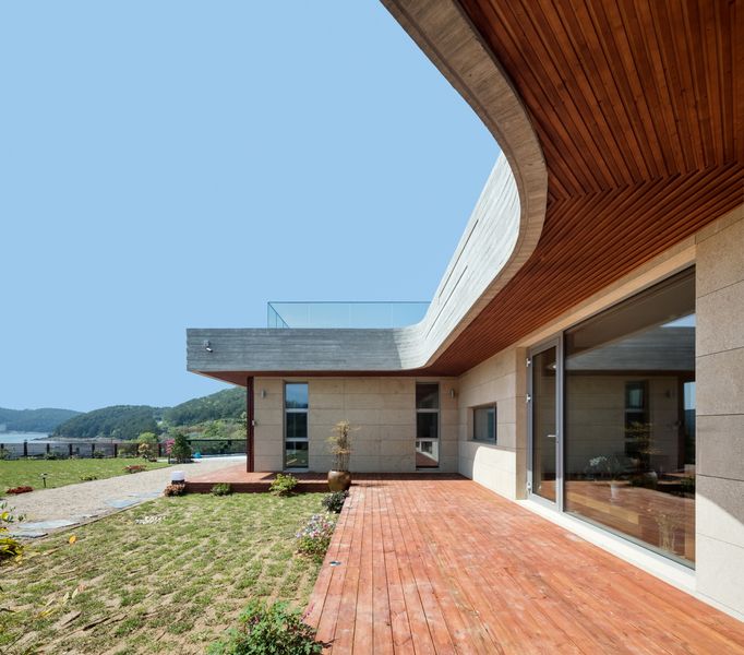 Façade Jardin & Terrasse - House-Dongmang Par 2m2 Architects - Geoje, Coree Du Sud