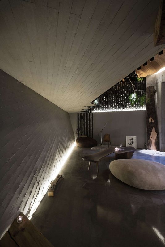 Mobilier Salon En Pierre & Bois - Dayangsanghoi Par Tune Planning - Seoul, Coree Du Sud