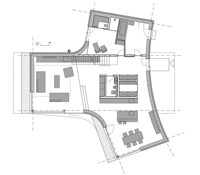Plan 2D - Maison En T Par SoNo Arhitekti - Slovénie