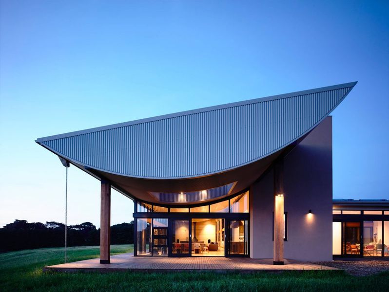 Porte Vitrée Entrée Illuminée - Flinders-House Par Peter Schaad Design, Australie