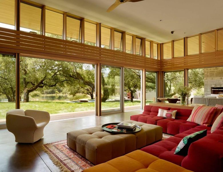 Salon Principale & Grande Baie Vitrée - Home-Sonoma Par Turnbull Griffin Haesloop - Californie, USA