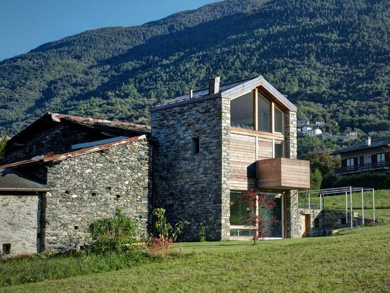 Vue D'ensemble En Pierres - SV-House Par Rocco Borromini - Albosaggia, Italie