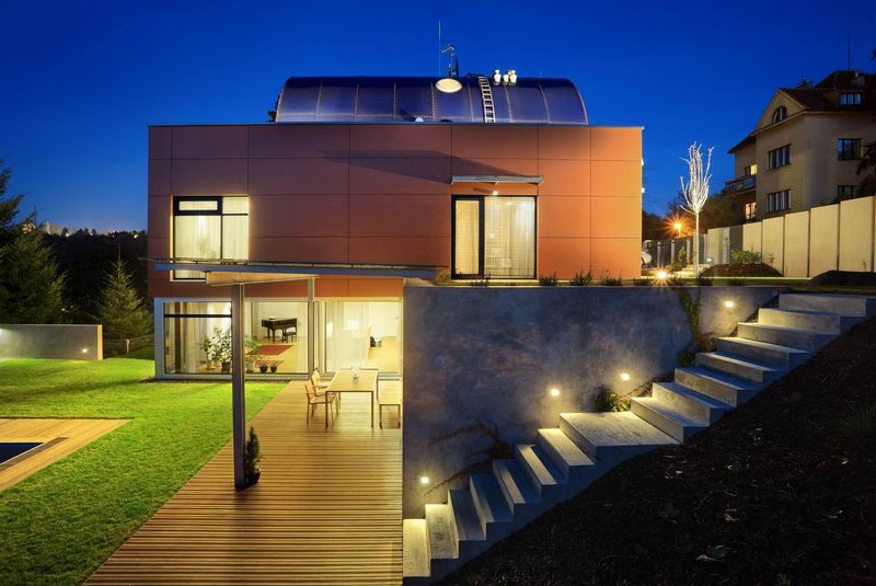 Vue D'ensemble Nuit - Family Villa Par Fusion Architects - Prague, Republique Tcheque