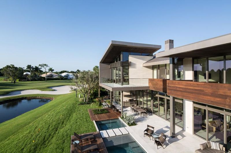 Vue Panoramique Façade Jardin & Terrasse - Ballantrae Court Par Kz Architecture - Floride, USA