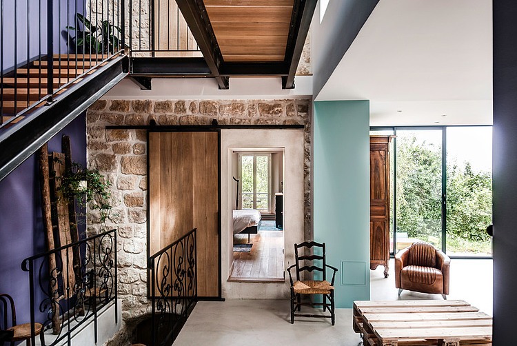 accès maison - extension contemporaine par Jean-Philippe Doré - Vexin, France - Photo Jean Richer