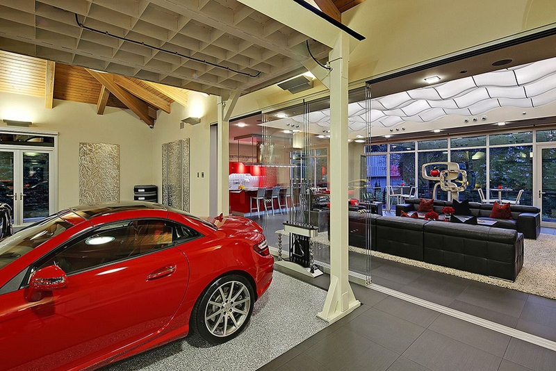 ascenceur et vue sur salon - West Bellevue House - Washington, USA