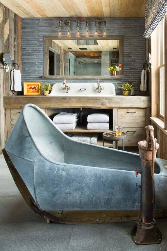 baignoire recyclée - Rocky Mountain retraite par Beck Building Company - Aspen Springs, Usa