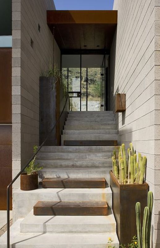 escalier extérieur entrée - Mountain-Residence par Chen Suchart Studio - Arizona, USA