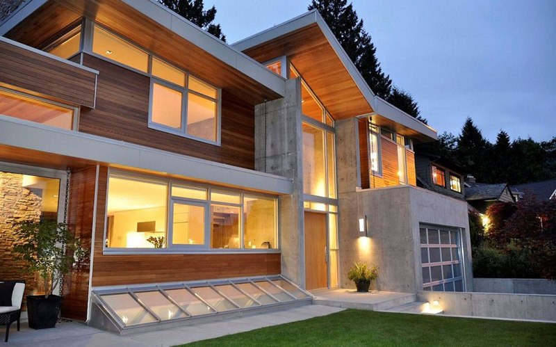 façade de nuit - Forest House par Garret Cord Werner - Vancouver, Canada