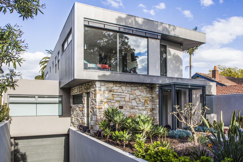 façade garage et entrée - Hampton Residence par Finnis Architects - Melbourne, Australie