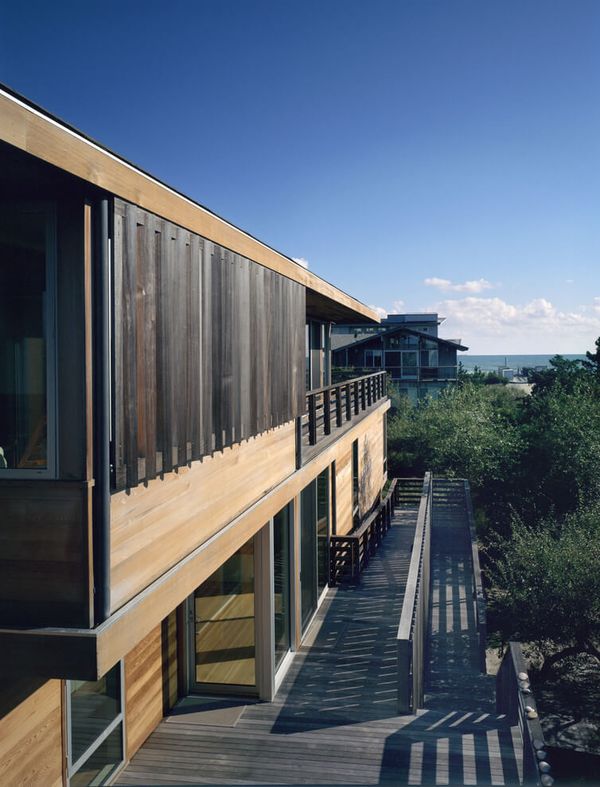 façade terrasse - Fire-Island-House par John Butterworth - New-York, USA