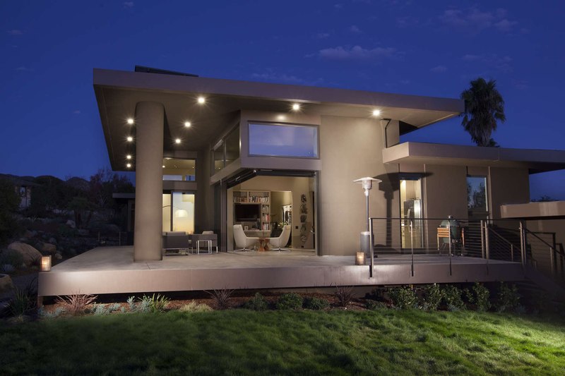 façade terrasse nuit - Las Canoas par Thompson Naylor Architects - Santa Barbara, CA, Usa