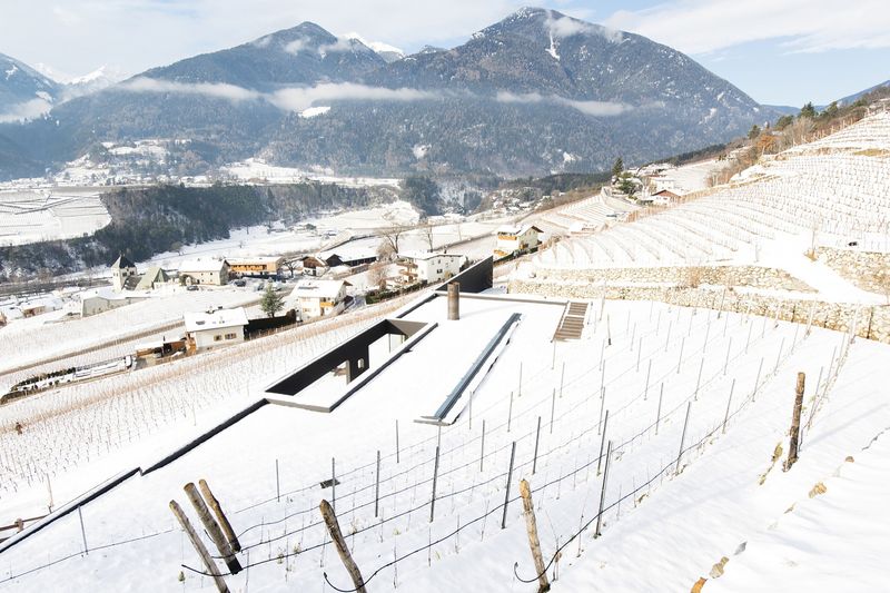 façade toit hiver - Structure-Slope par Bergmeister Wolf Architekten - Bozen, Italie