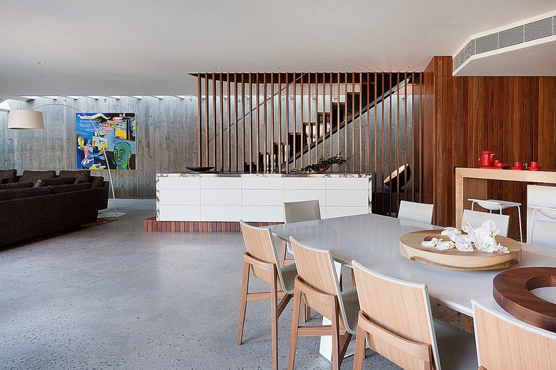 grande pièce de vie - Maison contemporaine bois béton par BG Architecture - Melbourne, Australie