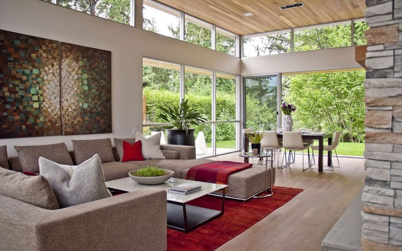 pièce de vie - Forest House par Garret Cord Werner - Vancouver, Canada