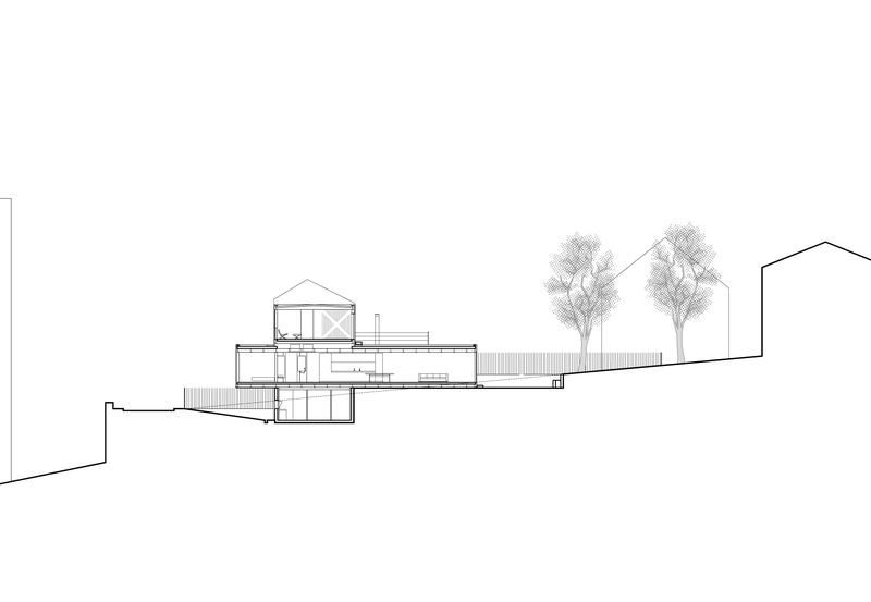 plan coupe - Maison R - Colboc Franzen & Associés - France