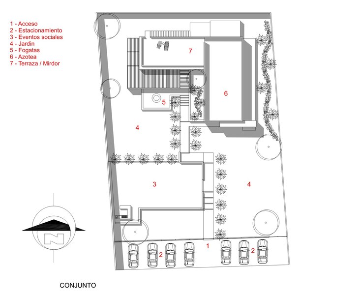 plan de masse - La Tomatina House par Plastik Arquitectos - Aguascalientes, Mexique