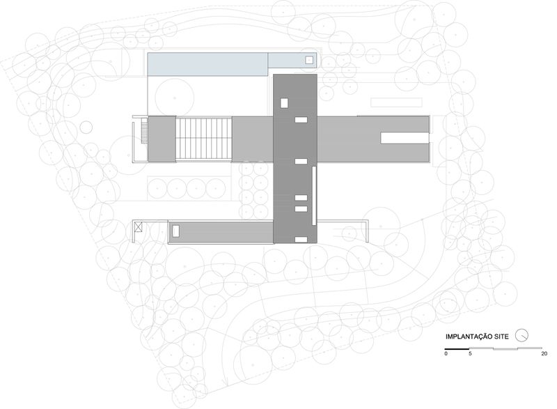 plan de masse - maison bois contemporaine par Jacobsen Arquitetura - Porto Feliz, Brésil