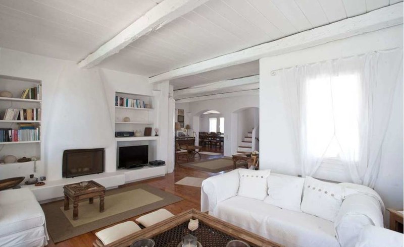 salon & bibliothèque - villa-grecque - île Mykonos, Grèce