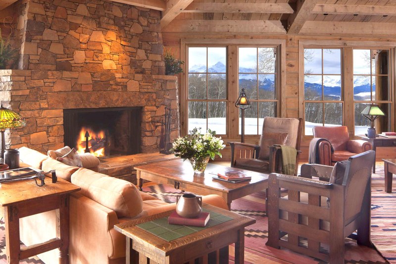 salon design et cheminée - Superbe villa de Tom Cruise