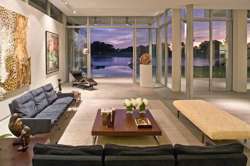 salon et terrasse - Boano Lowensitein Residence par KZ Architecture - Miami, Usa