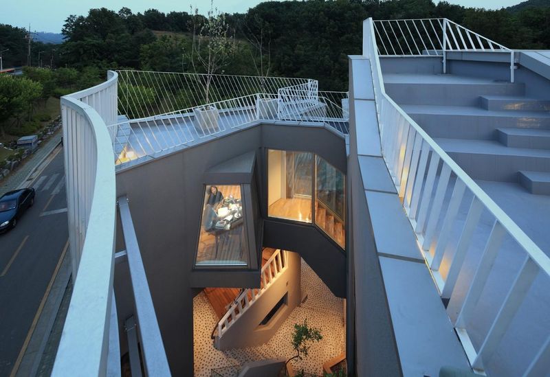 toiture terrasse étage - Kyeong Dok Jai par Uroje Khm Architects - Corée du Sud