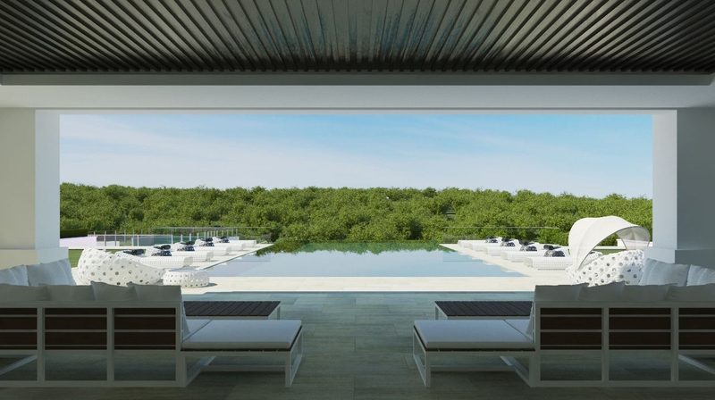 terrasse vue sur piscine - luxueuse villa par Ark Architects - San Roque, Espagne
