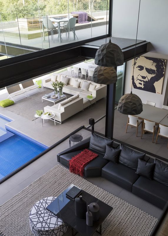 vue panoramique salon - House-in-Blair-Atholl par Nico van der Meulen Architectes - Johannesburg, Afrique du Sud