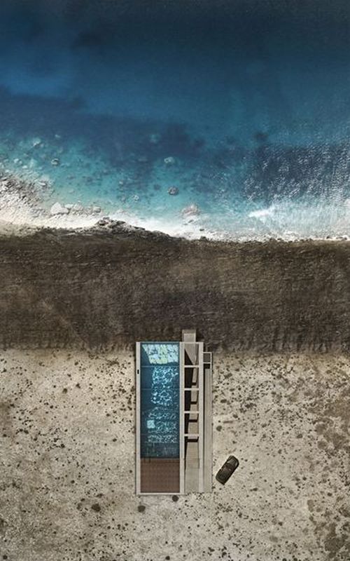 vue piscine semi-enterrée - Casa Brutale par OPA_Open Plateform - Grèce