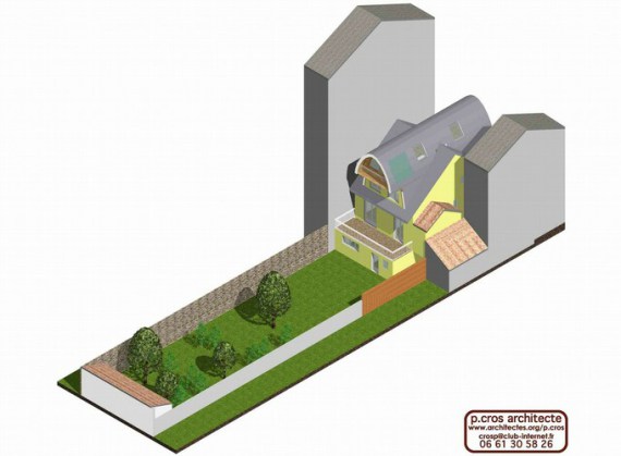 plan - Surélévation bioclimatique Cros Architecte Montreuil