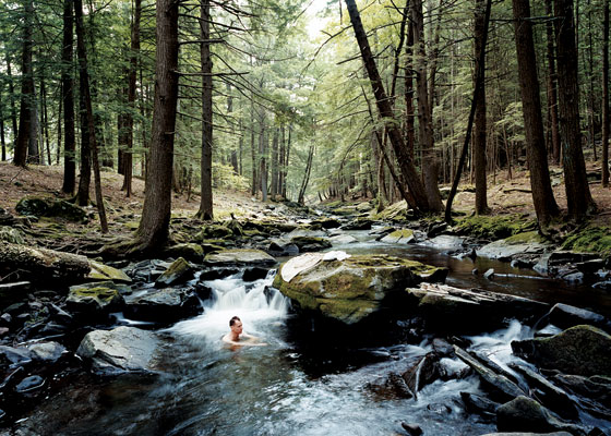 rivière près de la cabane en bois écologique - Yulan - USA - Craig Petrasek