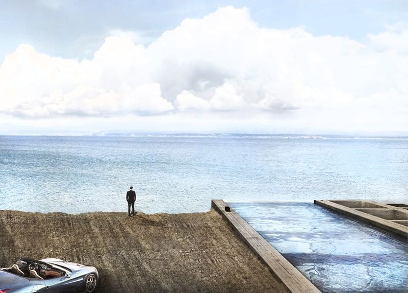 façade toit piscine en verre et vue panoramique mer - Casa Brutale par OPA_Open Plateform - Grèce
