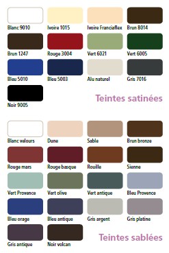 coloris menuiseries Franciaflex